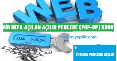 Bir Defa Açılan Açılır Pencere (Pop-up) Kodu